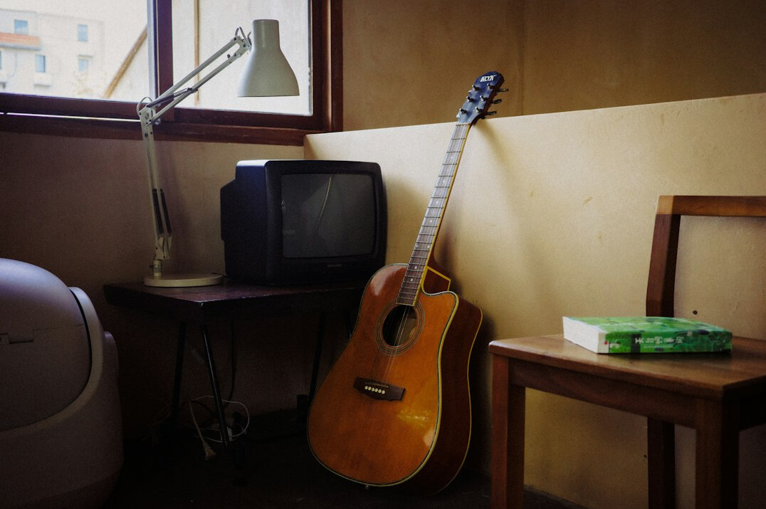 Vintage advertising production equipment on a wooden desk